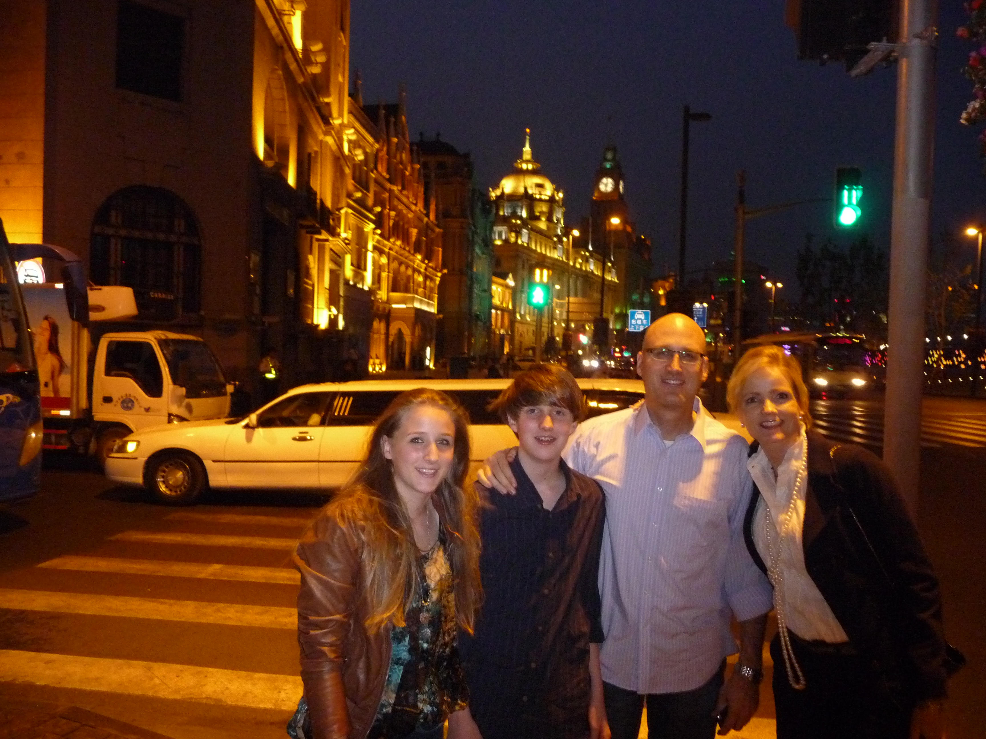 Family photo at the Bund in Shanghai, China