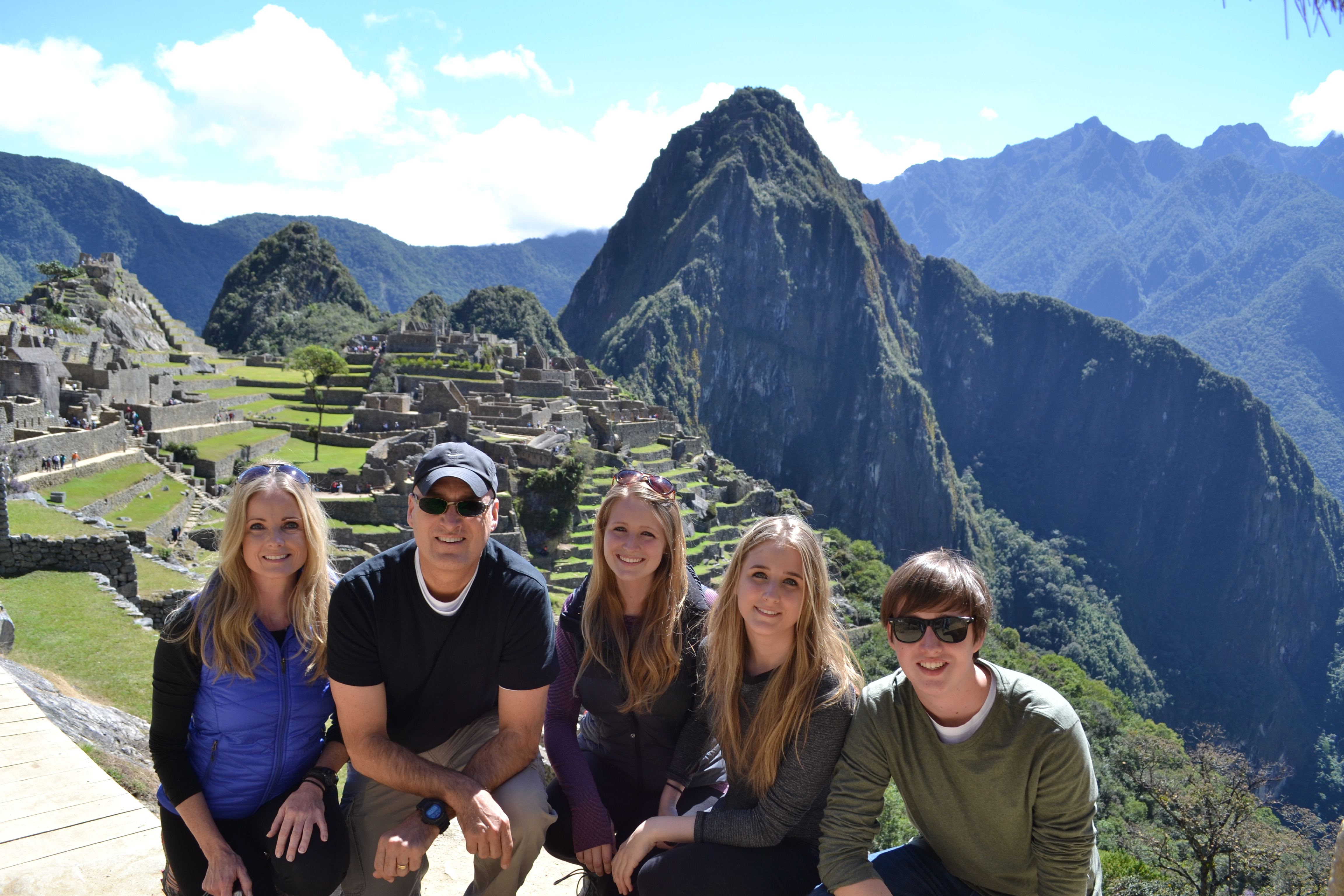 Family photo at Machu Pichu in Peru.